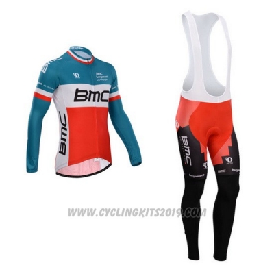 2014 Cycling Jersey BMC Campione Italy Blue and Orange Long Sleeve and Bib Tight