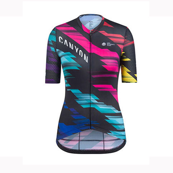 2018 Cycling Jersey Women Canyon SRAM Black Blu Red Short Sleeve and ...